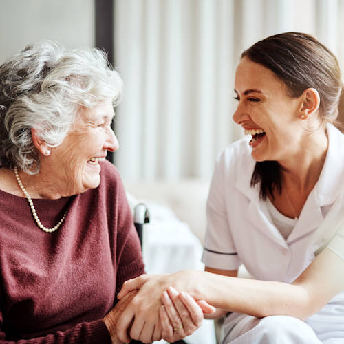 Elder woman with nurse.