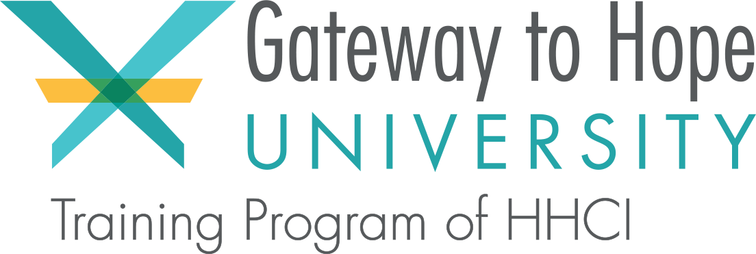 Gateway to Hope University logo, a training program of HHCI focused on mental health education and awareness. Supporting mental health advocacy, coaching, and professional development for communities."